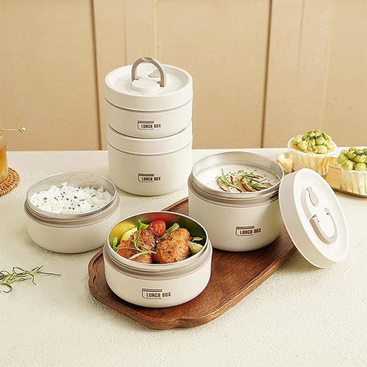 Draagbare geïsoleerde lunchcontainerset met thermische lunchbox, 3 aparte stapelbare lunchcontainers voor volwassenen en kinderen