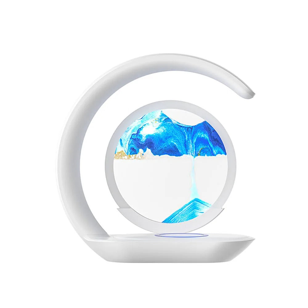Drijfzand tafellamp, USB draadloos opladen, bureaulamp, 3D zandloper ornamenten, zandschilderij, nachtlampje voor kantoorruimtedecoratie