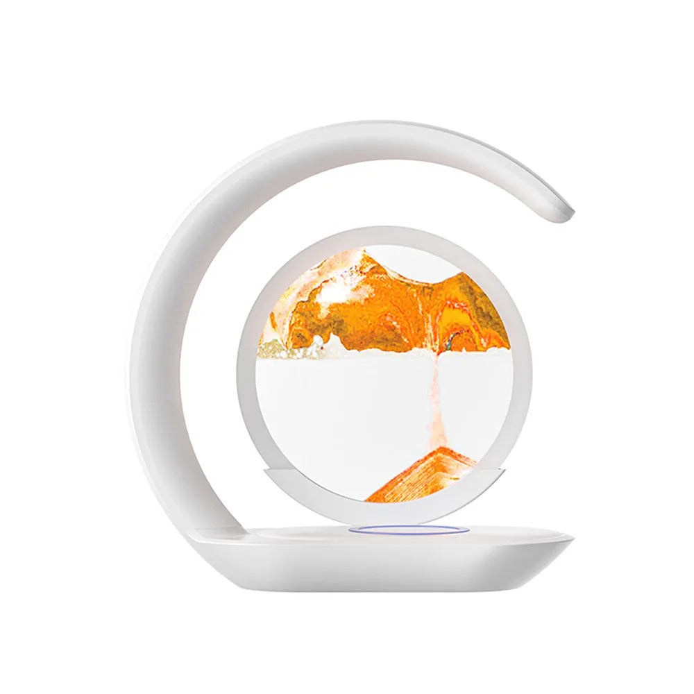 Drijfzand tafellamp, USB draadloos opladen, bureaulamp, 3D zandloper ornamenten, zandschilderij, nachtlampje voor kantoorruimtedecoratie